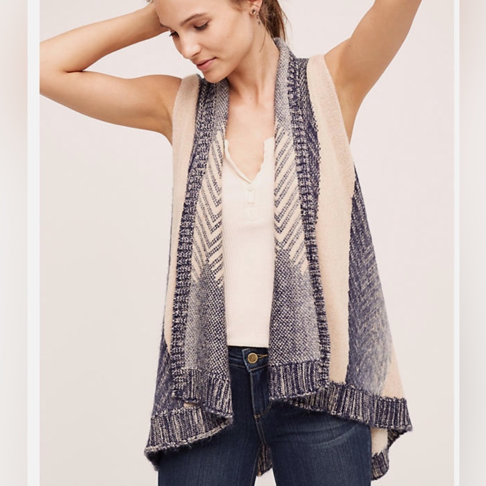 Anthropologie Mabli Vest By Sleeping on Snow Women XS/S Wool Blend Open Sweater